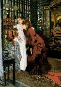 James Tissot Young Ladies Looking at Japanese Objects oil painting picture wholesale